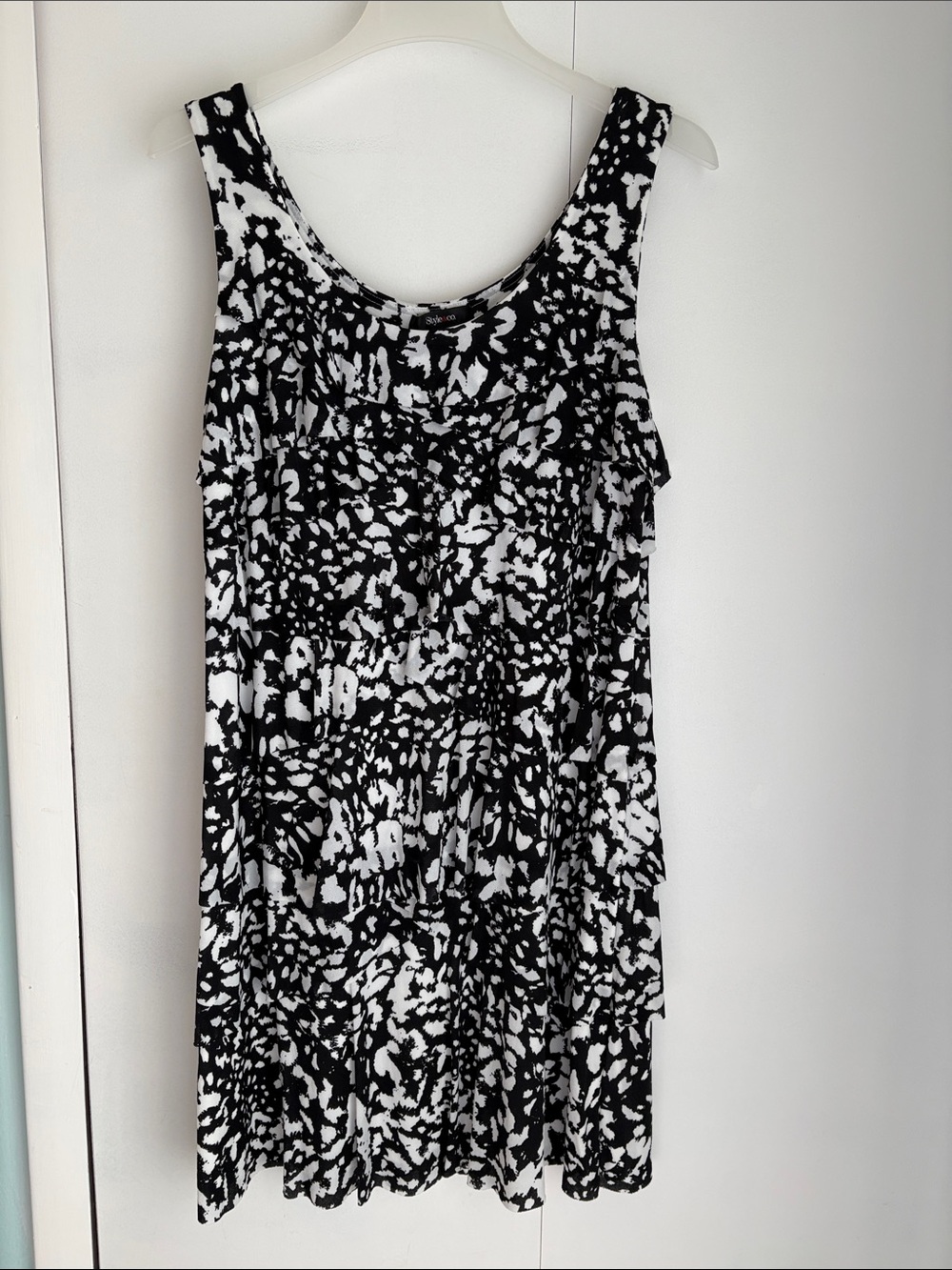 Style & Co. Black and White Printed Midi Tank Dress